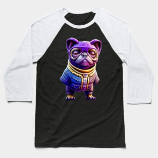 Pug in Purple Villain Suit - Adorable Dog Dressed in a Purple Skin Costume Baseball T-Shirt